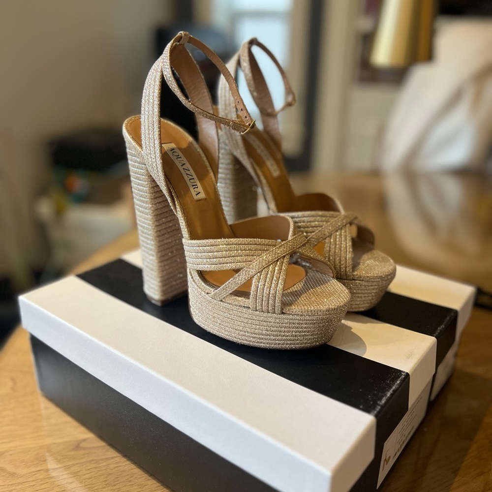 Aquazzura Sundance Plateau Platform Heels, Sz 8